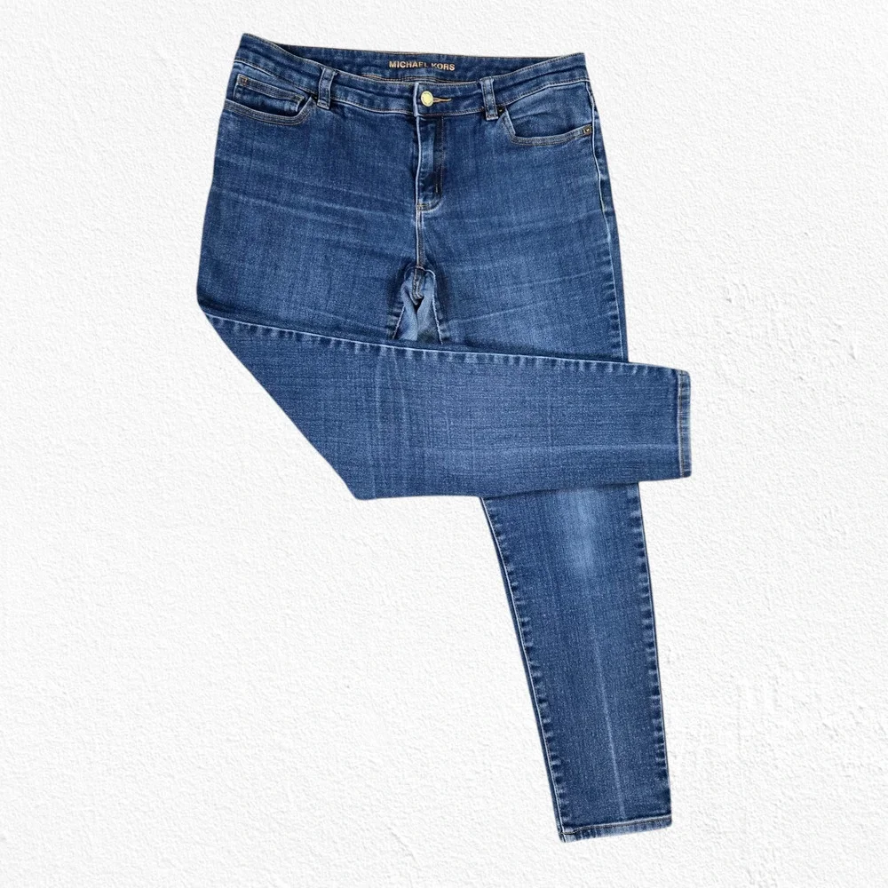 Michael Kors Medium Wash Mid Rise Ankle Classic Designer Skinny Jeans Size 8